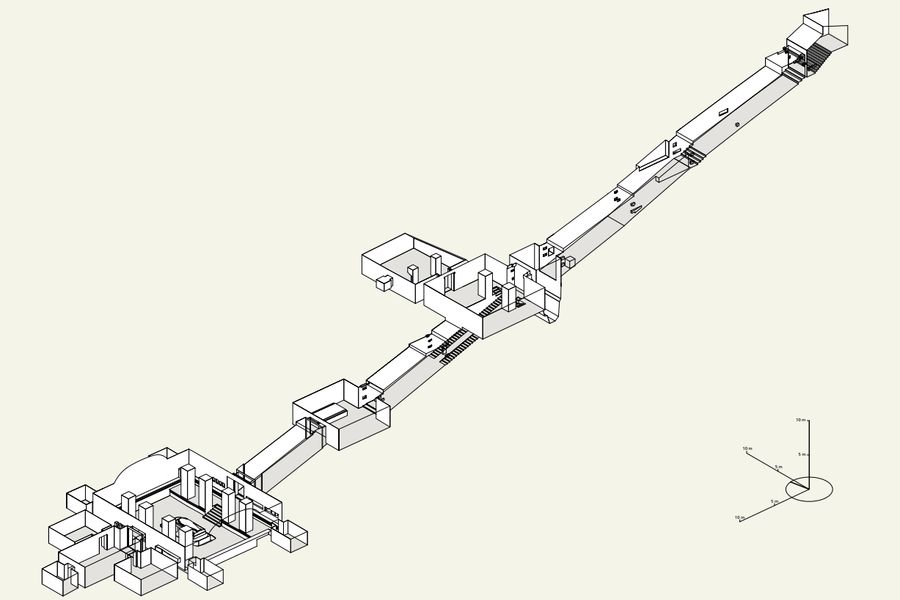 3D model hrobky KV8, Zdroj: Thebian Mapping Project